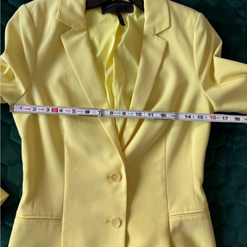Bcbgmaxazria Yellow Blazer Structured Pleated Sil… - image 7
